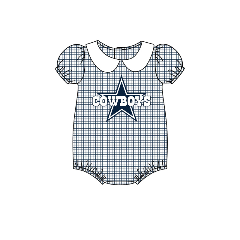 Baby Girls Cowboys Team Short Sleeve Rompers preorder(moq 5)