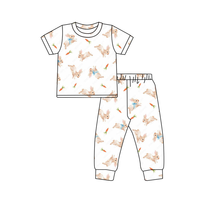 Preorder(moq 5) Baby Boys Rabbits Carrots Top Pants Easter Pajamas Sets
