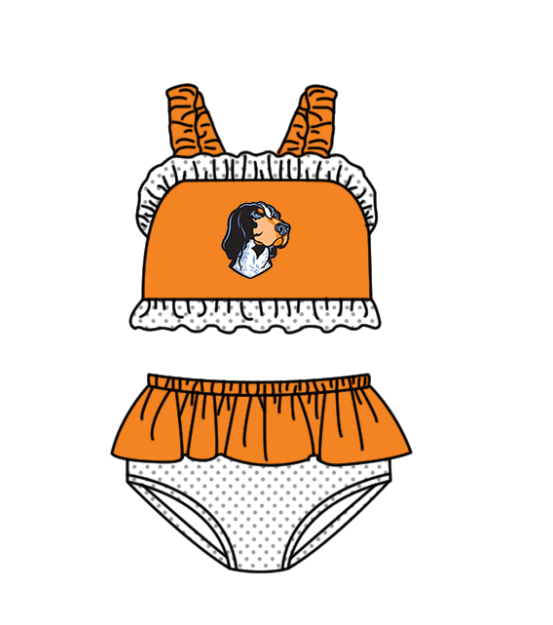 Preorder moq 5 Baby Girls Strap Dogs Vest Top Bummies Short Team Swimsuits