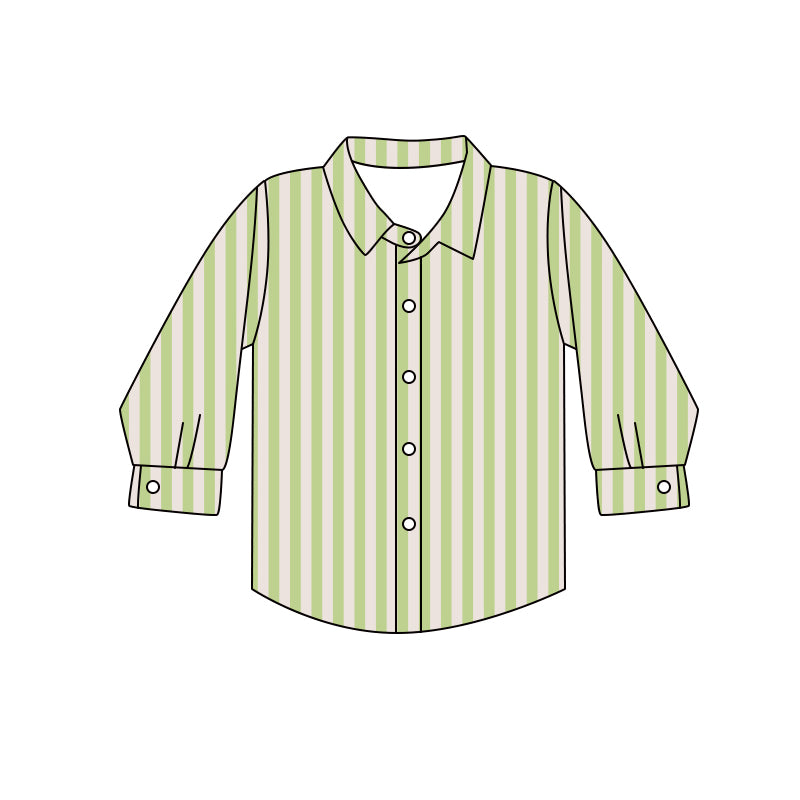 Preorder (moq 5)Baby Girls Aqua Stripe Long Sleeves Button Shirts Top