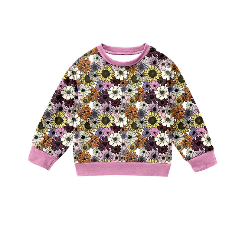 Preorder (moq 5)Baby Girls Long Sleeve Colorful Daisy Flowers Fall T-shirts Top