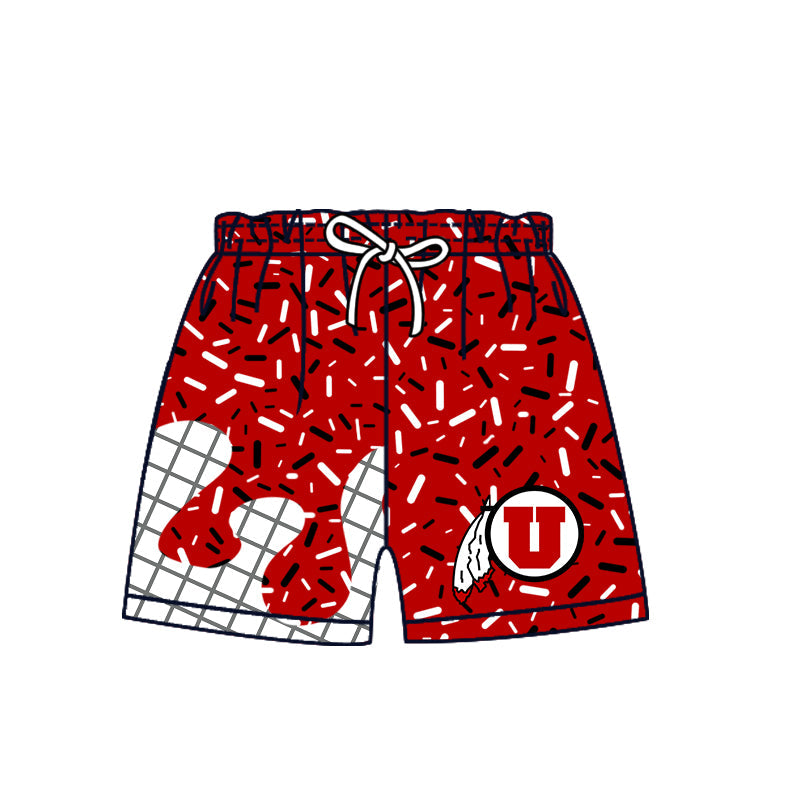 Preorder (moq 5)Baby Boys Red Sprinkles Drip Utah Utes Shorts Bottom
