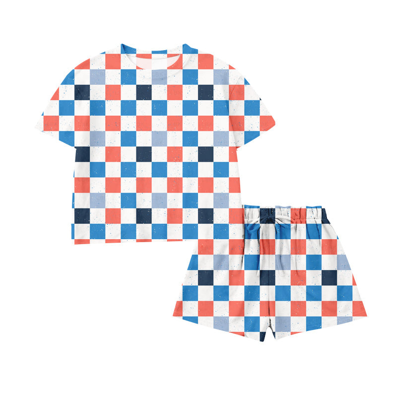 Preorder moq 5 Baby Girls Colorful Checked Top Short Clothes Set