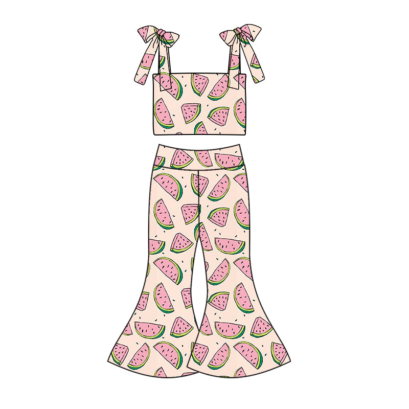 Preorder (moq 5)Baby Girls Watermelon Straps Top Bell Pants Clothes Sets