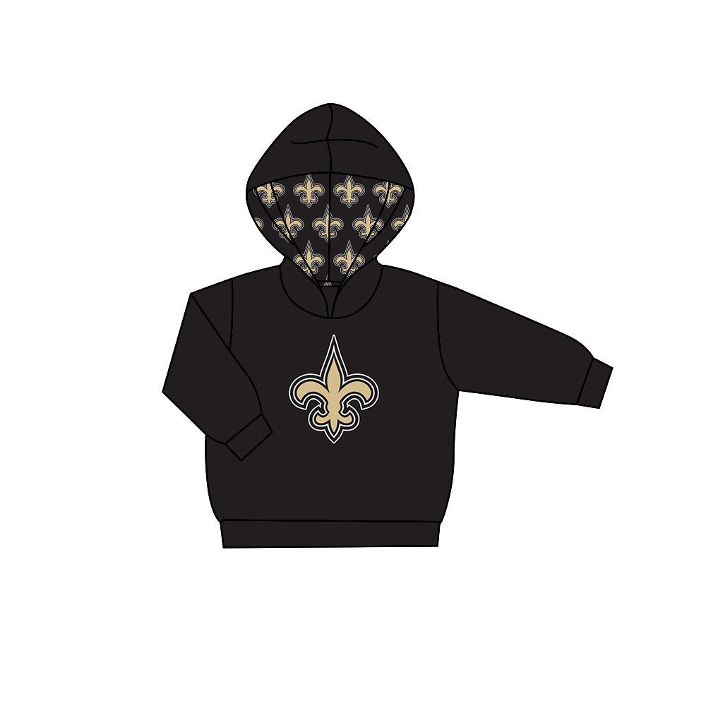 Preorder (moq 5)Baby Boys Black Long Sleeves Trident Team Hoodies Top