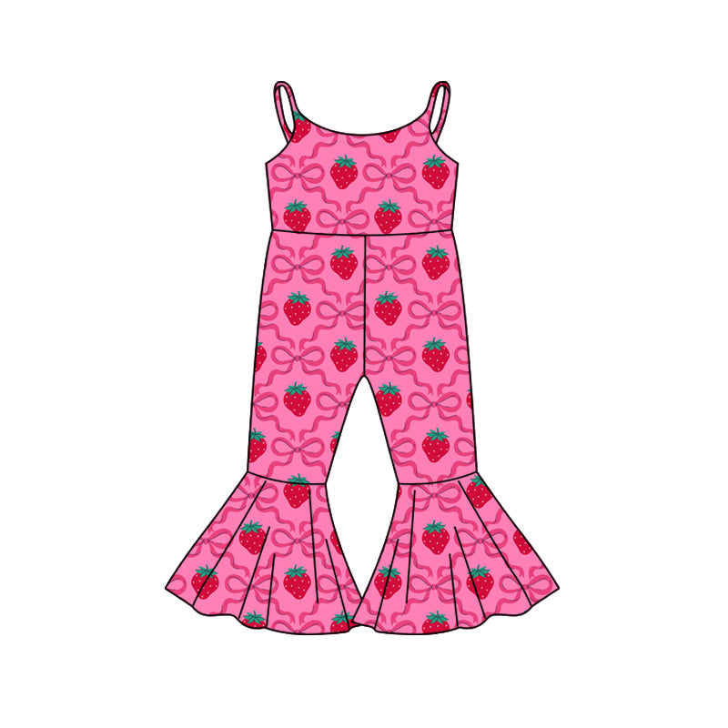 Preorder (moq 5)Baby Girls Strap Bows Rabbits Bell Bottom Jumpsuits