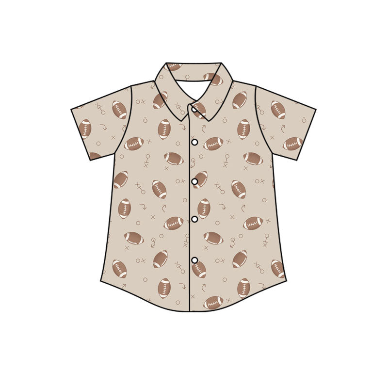 Preorder(moq 5) Baby Boys Short Sleeve Footballs Plaid Button Team Shirts Top