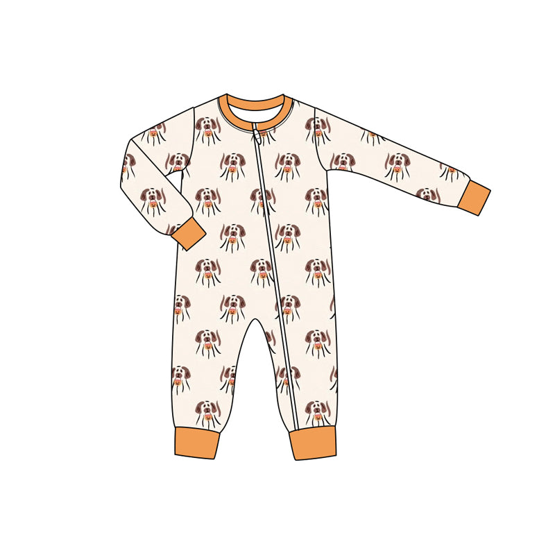 Preorder moq 5 Baby Infant Boys Long Sleeves Dogs Plaid Zipper Rompers
