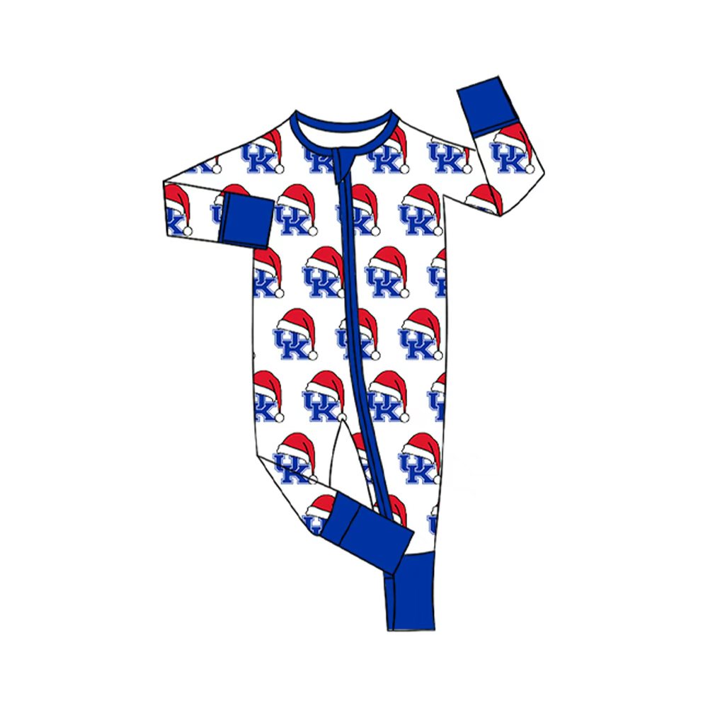 Preorder(moq 5)Baby Infant UK Team Team Christmas Zipper Footie Rompers