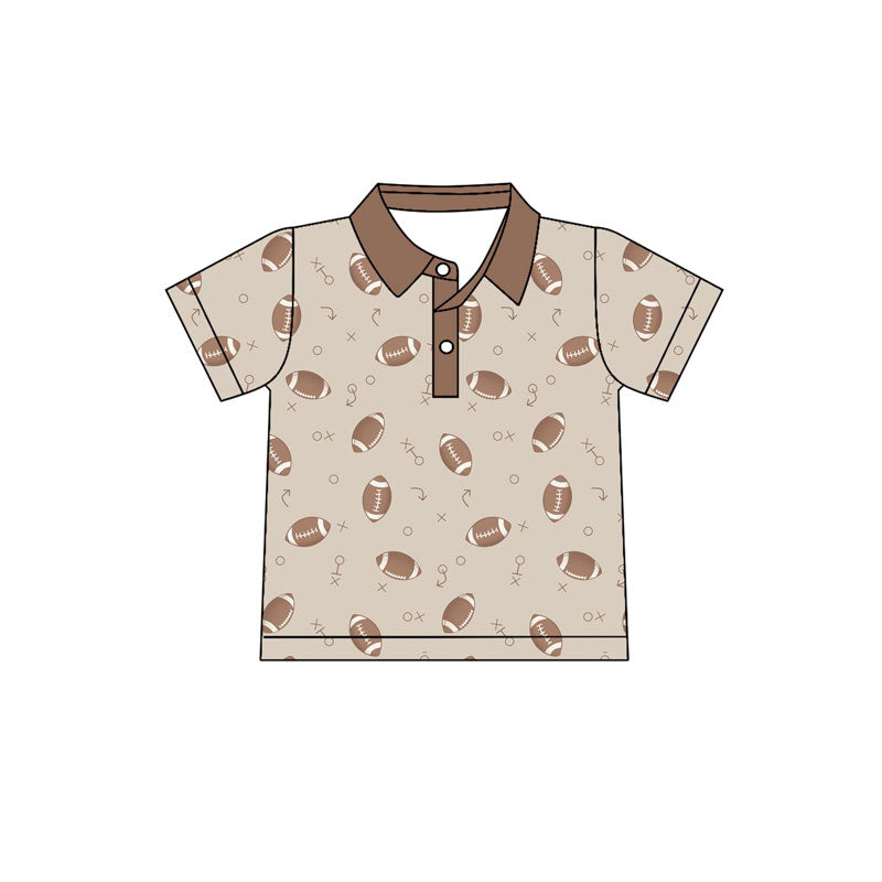 Preorder(moq 5) Baby Boys Short Sleeve Footballs Plaid Button Team Pullovers Top