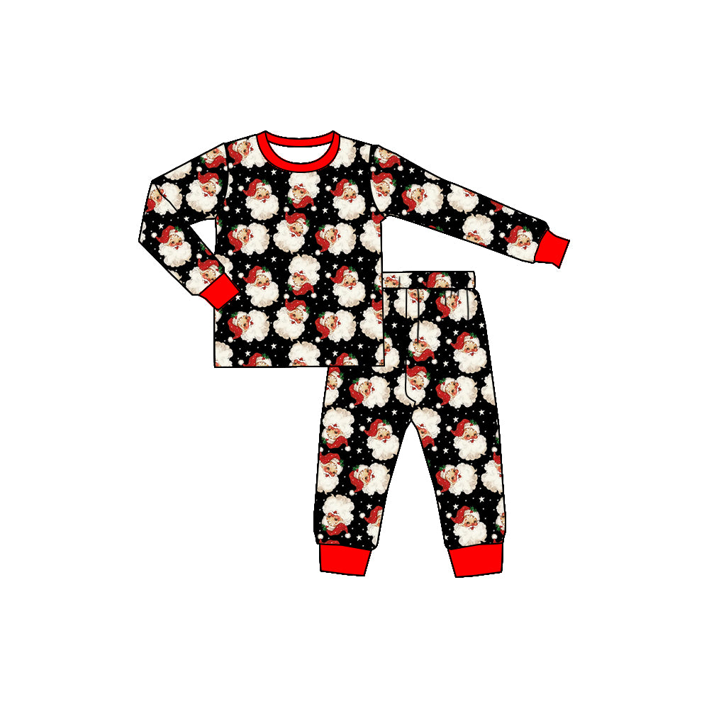 Preorder (moq 5)Baby Boys Christmas Santa Black Shirts Pants Pajamas Sets