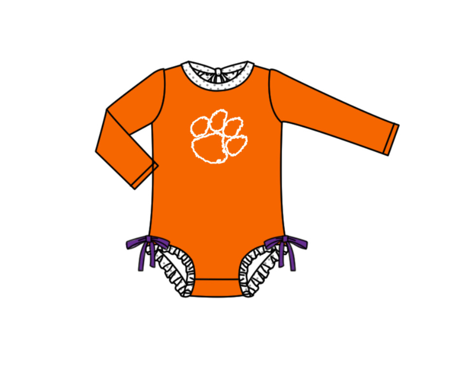 Preorder moq 5 Baby Girls Orange Long Sleeve Pawls Team Swimsuits