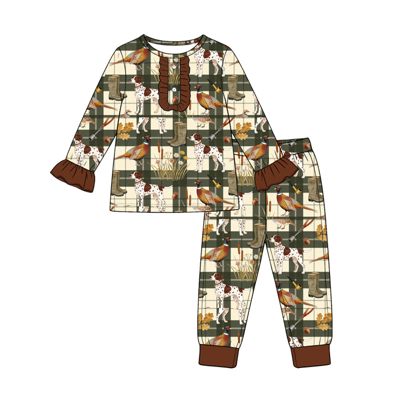 Preorder (moq5) Girls Christmas Santa Print Long Sleeve Pajama Set Kids Two-Piece Sleepwear