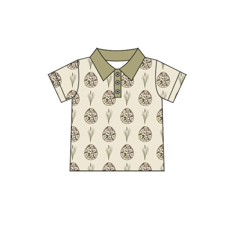 Pre-order(moq5) Boys Clothes High-Quality Easter Bunny Print Short Sleeve Polo Shirt
