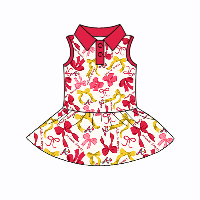 Preorder (moq 5)Baby Girls Sleeveless Pink Yellow Bows Plaid A Button Team Knee Length Dresses