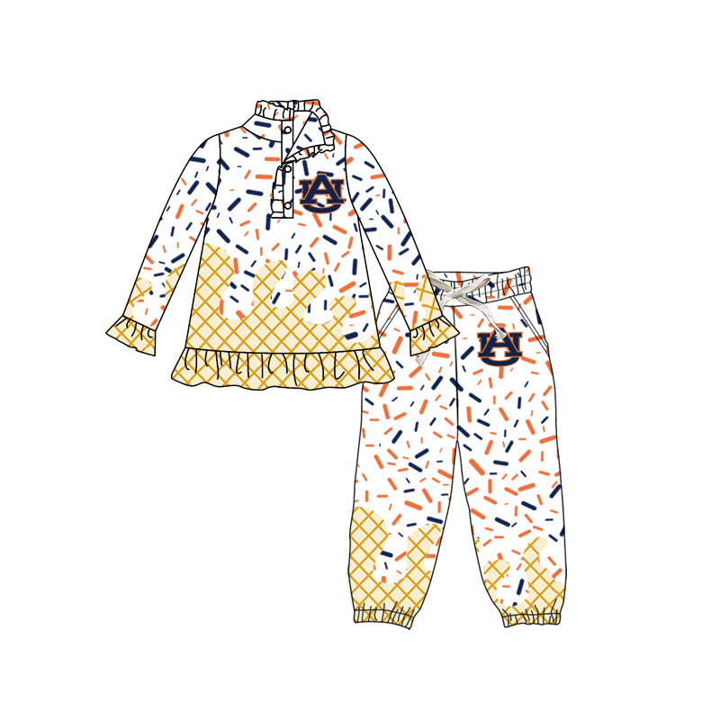 preorder(moq 5) Baby girls AU Team long Sleeve Tee Shirt pants Clothes Sets