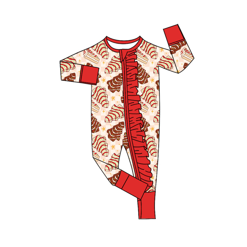 Preorder(moq 5)Baby Infant Christmas Christmas Tree Cakes Zipper Footie Rompers