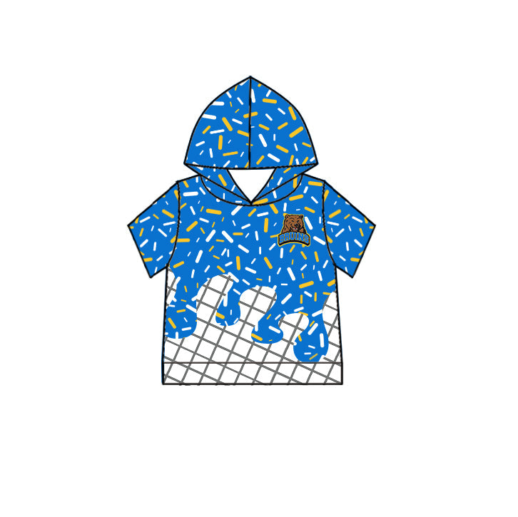 Preorder (moq 5)Baby Boys Short Sleeve Blue Sprinkles Drip UCLA Bruins Team Hoodies Top