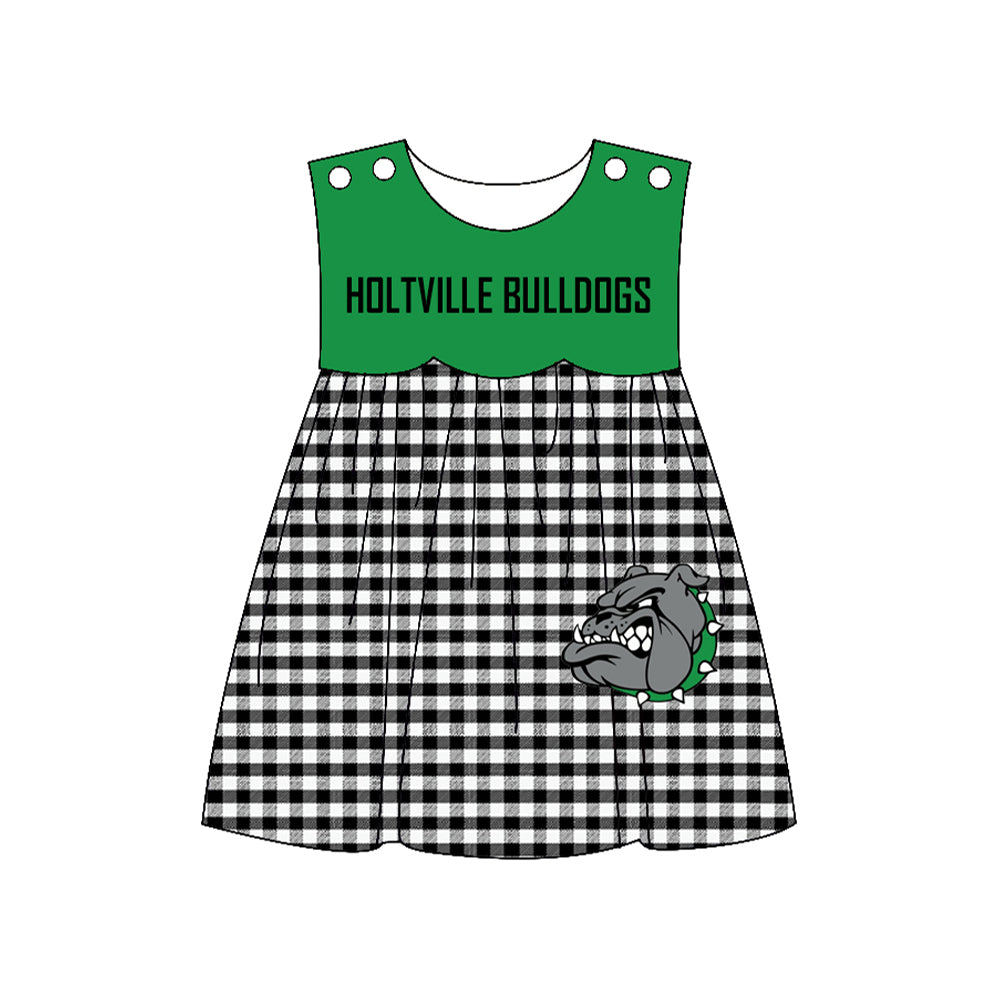 Preorder moq 5 Baby Girls Holtville bulldogs Team Knee Length Dresses