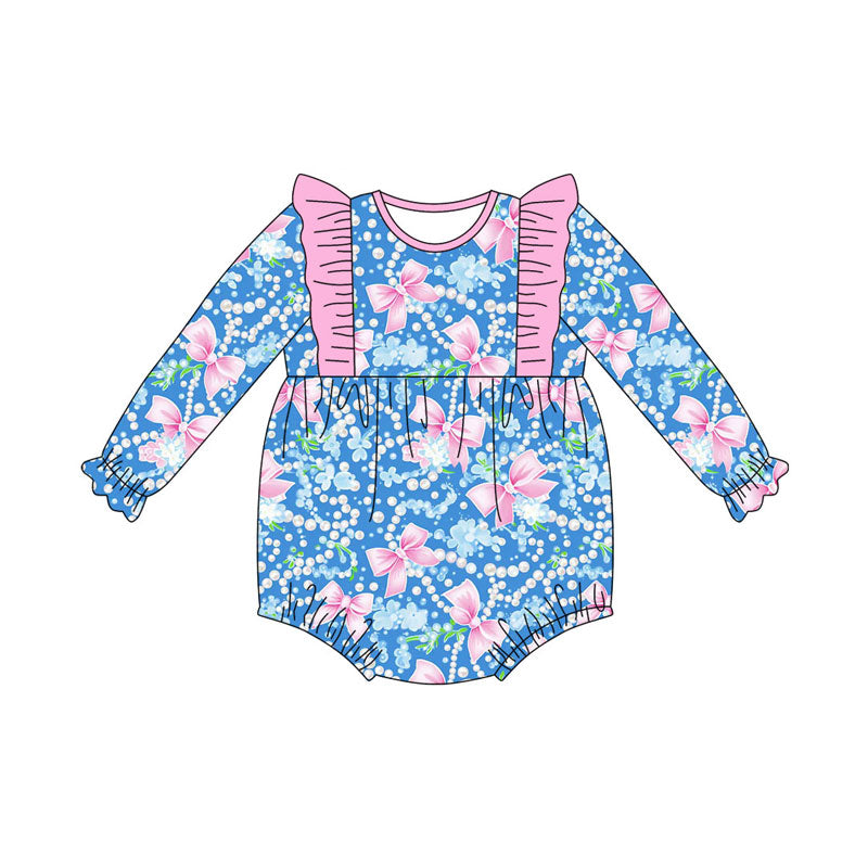 Preorder (moq 8)Baby Girls Flowers Bows Ruffle Rompers