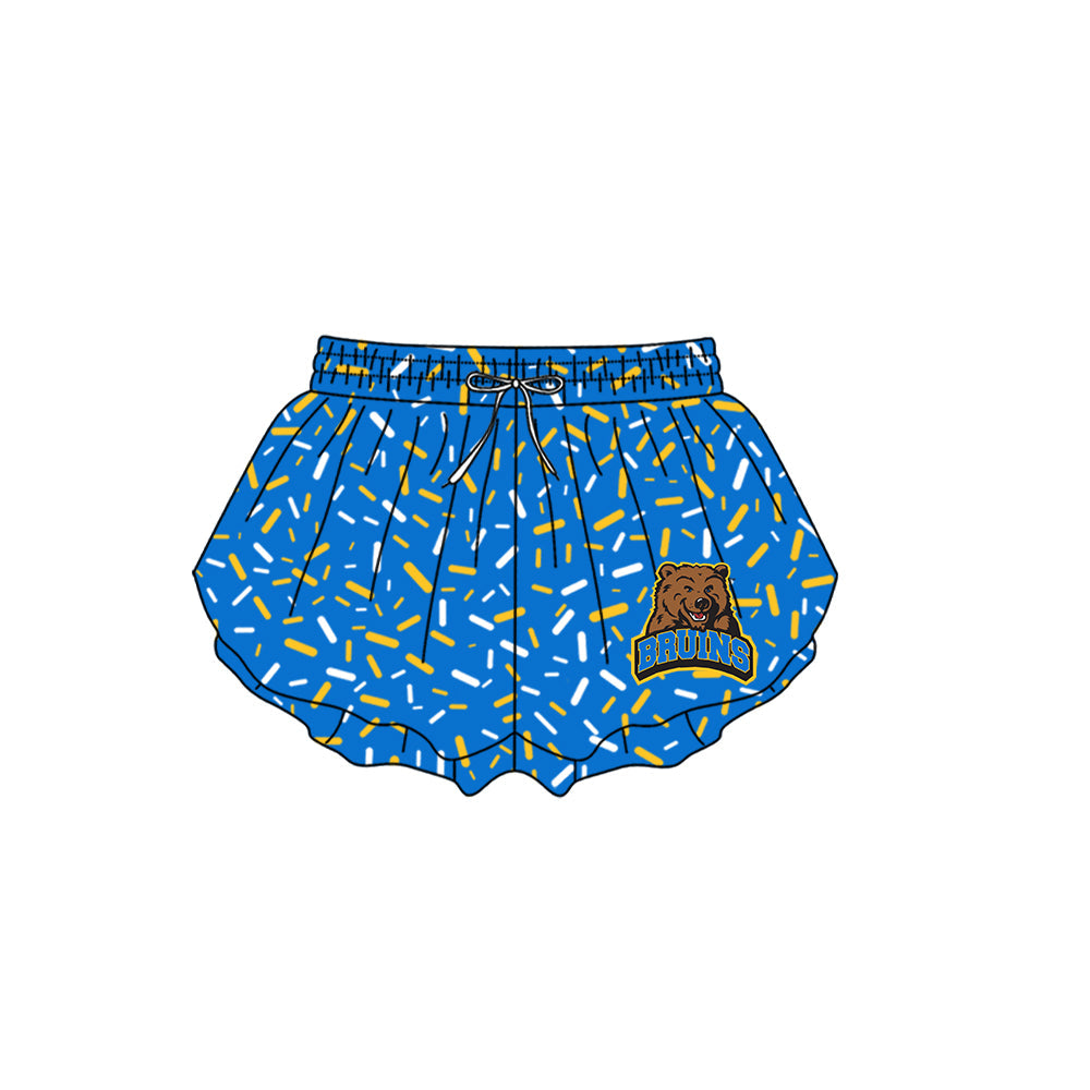 Preorder (moq 5)Baby Girls Blue Sprinkles Drip UCLA Bruins Butterfly Shorts Bottom