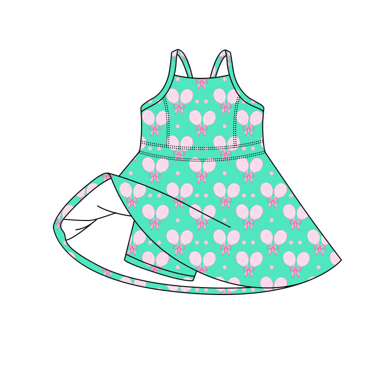 Preorder (moq 5)Baby Girls Strap Tennis Shorts Knee Length Dresses