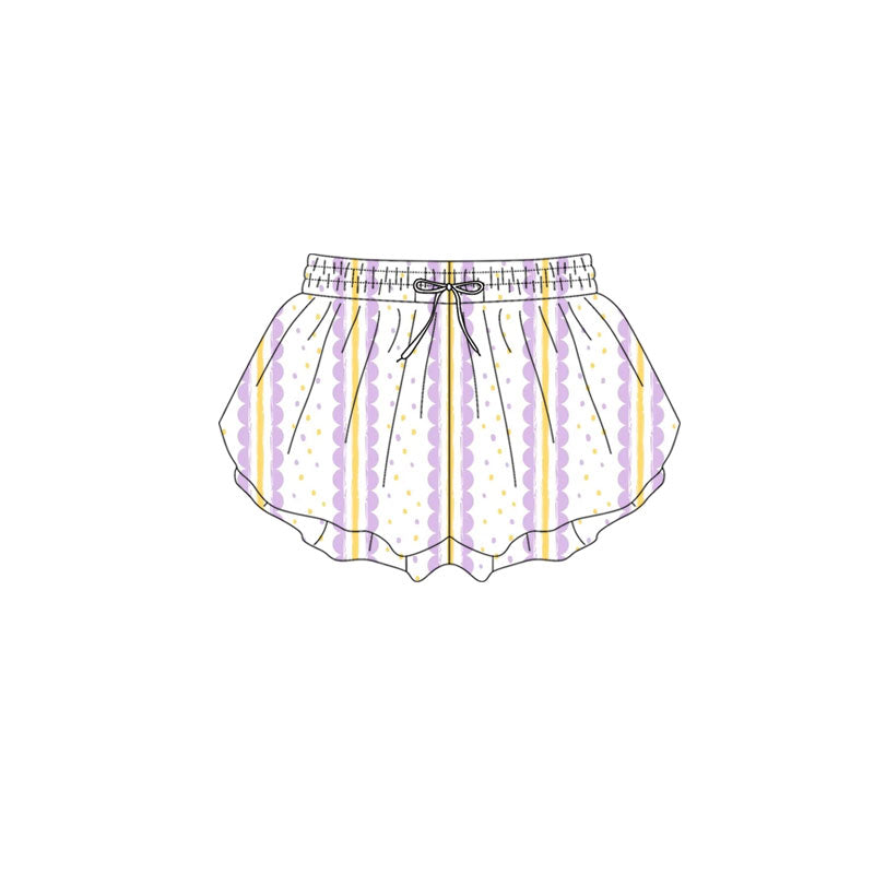 Preorder(moq 5) Baby Girls Pink Yellow Stripes Ruffle Shorts Bottom
