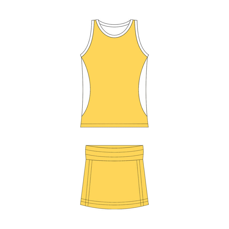 Preorder moq 10 Baby Girls Yellow Sleeveless Activity Wear Vest Top Short Skirts Yoga Set