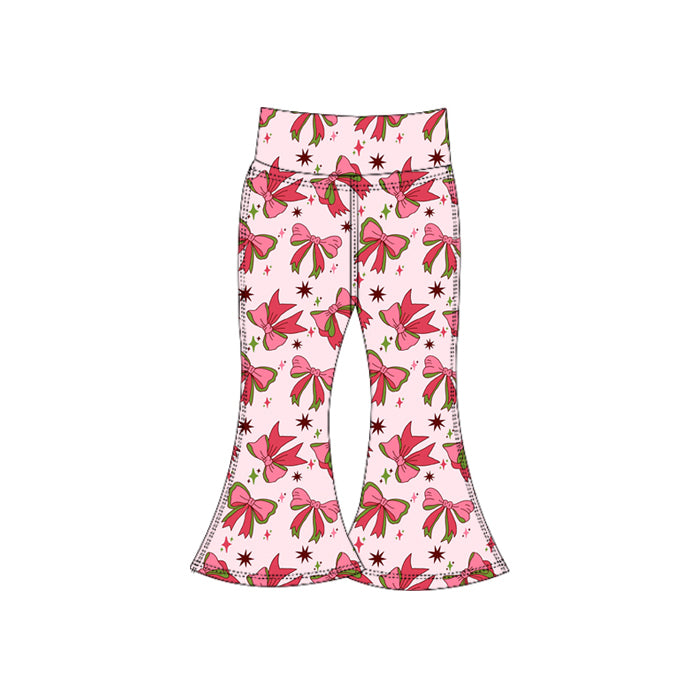 Preorder (moq 5)Baby Girls Red Bows Stars Bell Bottom Pants