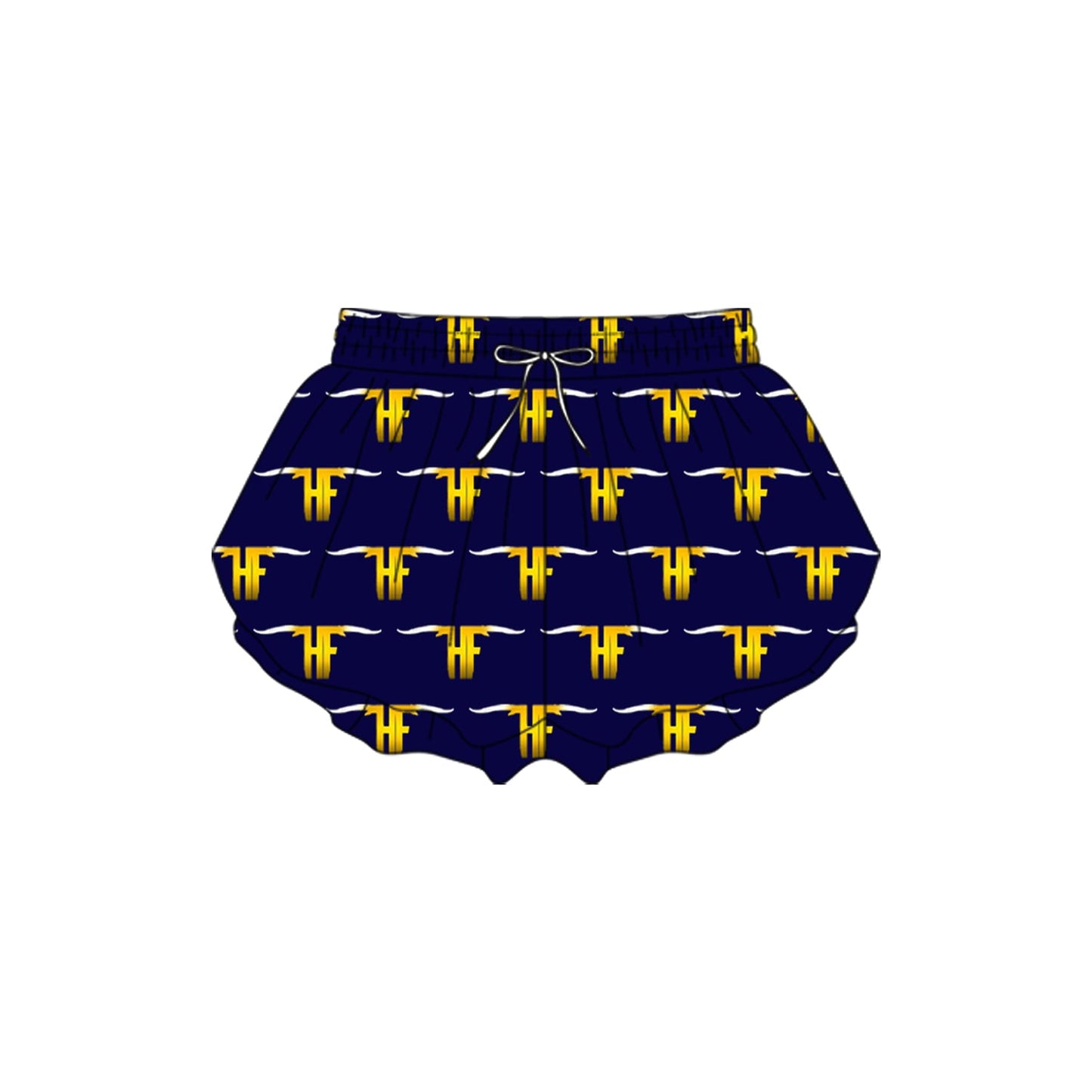 Preorder moq 5 Adult Women Navy HF Bull Skull Yoga Shorts Bottoms