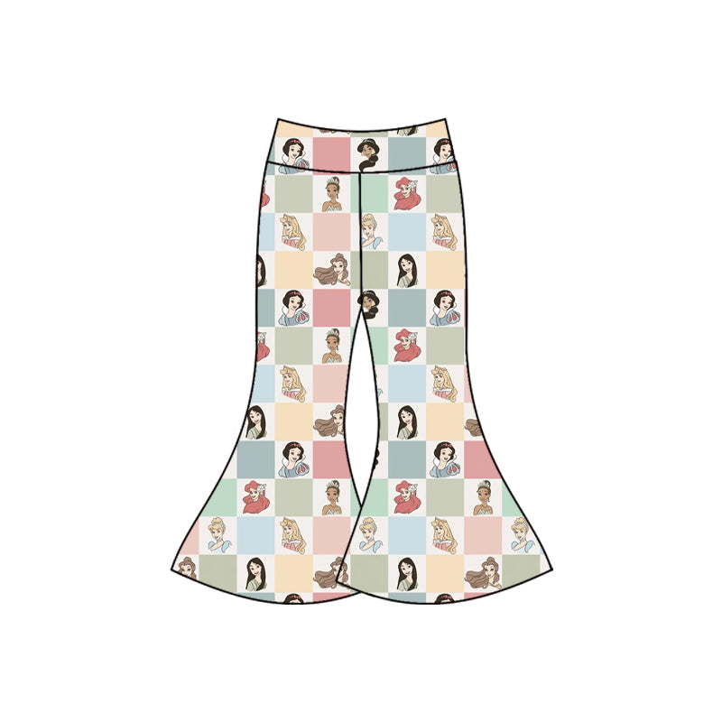 Preorder(moq 5) Baby Girls Cartoon Princesses Bell Bottom Pants Bottom