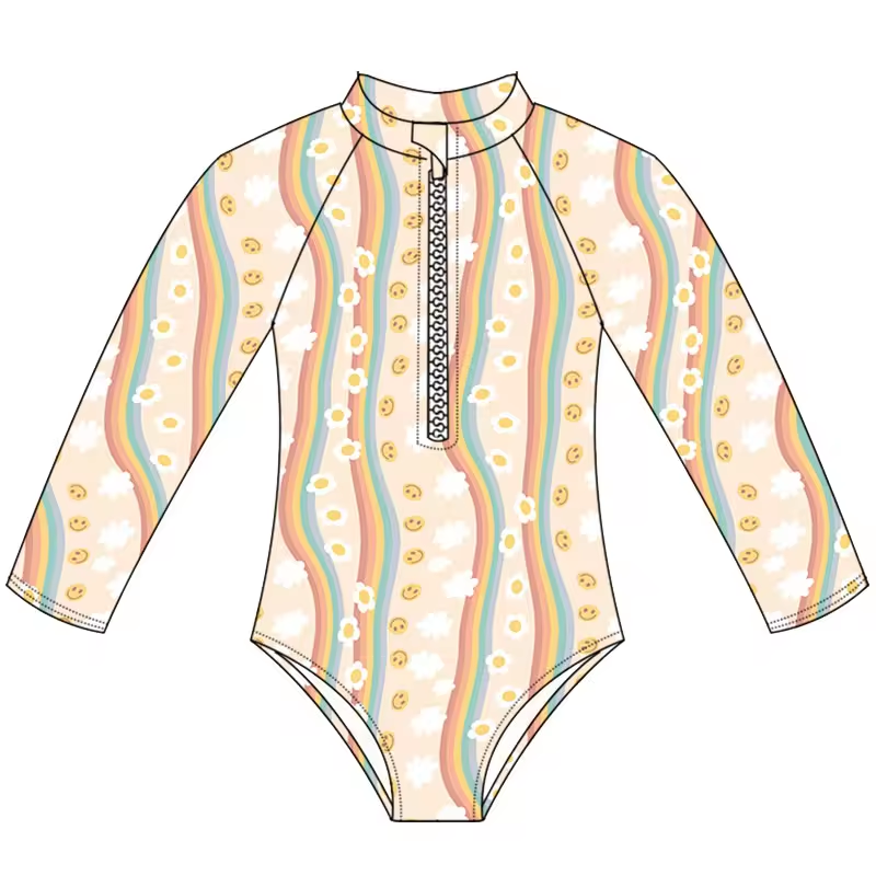 Baby Girls Flowers Stripes One Piece Swimsuits preorder (moq 5)