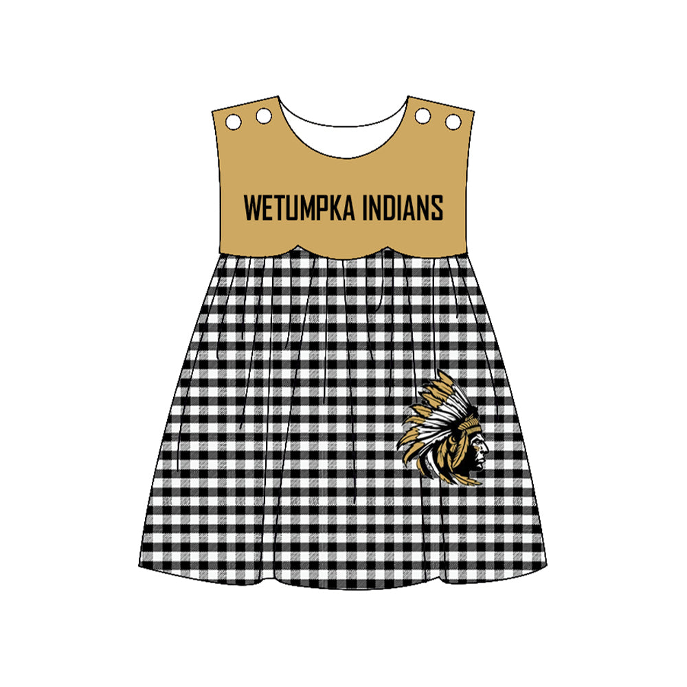 Preorder moq 5 Baby Girls Wetumpka Indians Team Knee Length Dresses