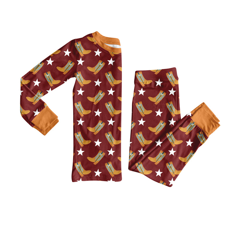 Preorder(moq 5) Baby Boys Western Cowboy Boots Top Pants Lounge Wear Pajamas Sets