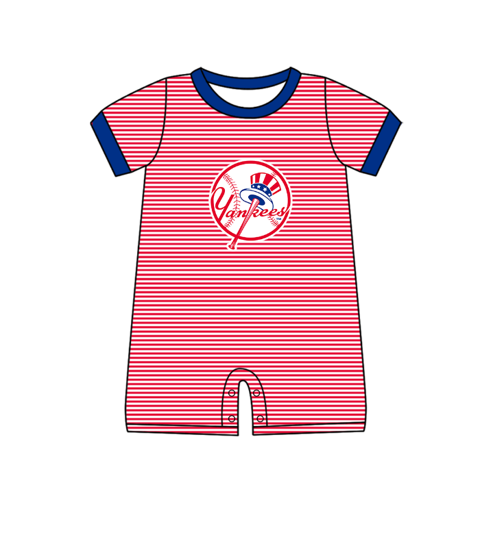 Preorder (moq 5)Baby Boys Short Sleeve New York Yankees Team Rompers
