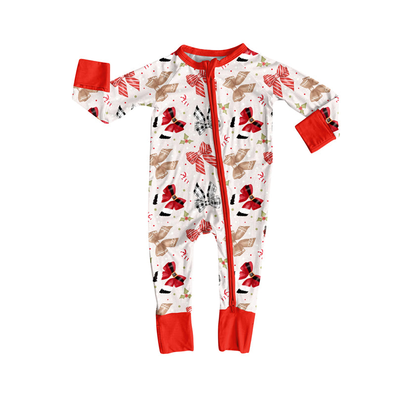 Preorder (moq 5)Baby Girls Long Sleeves Colorful Bows Zipper Pant Rompers