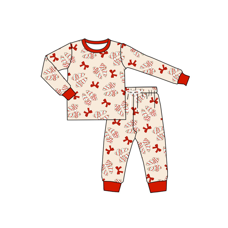 Preorder (moq 5)Baby Boys Long Sleeves Red Bows Top Pant Pajamas Sets