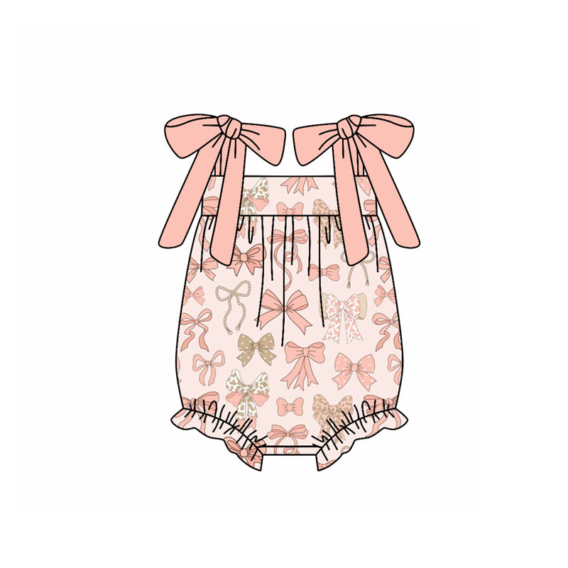 Preorder(moq 5)Baby Infant Girls Pink Bows Strap Colorful Bows Summer Rompers