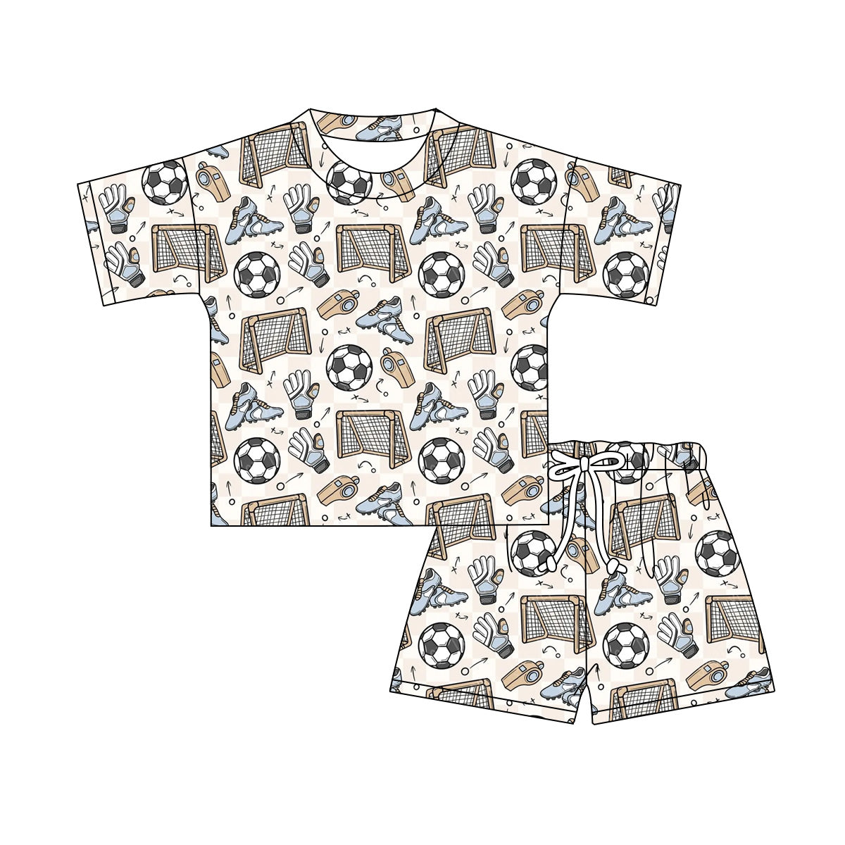 Preorder (moq 5)Baby Boys Girls Footballs Top Short Team Slouchy Clothes Sets
