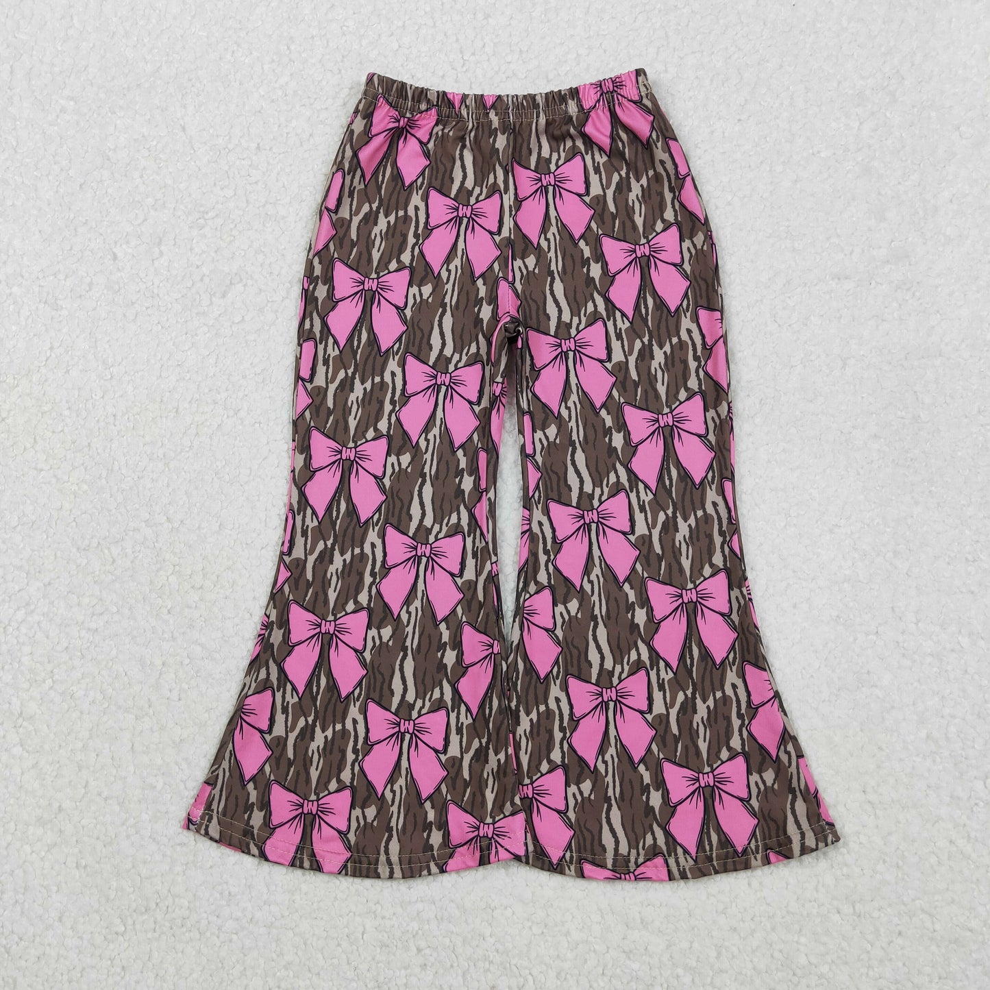 Baby Girls Southern Olive Camo Pink Bows Flare Pants Bottoms