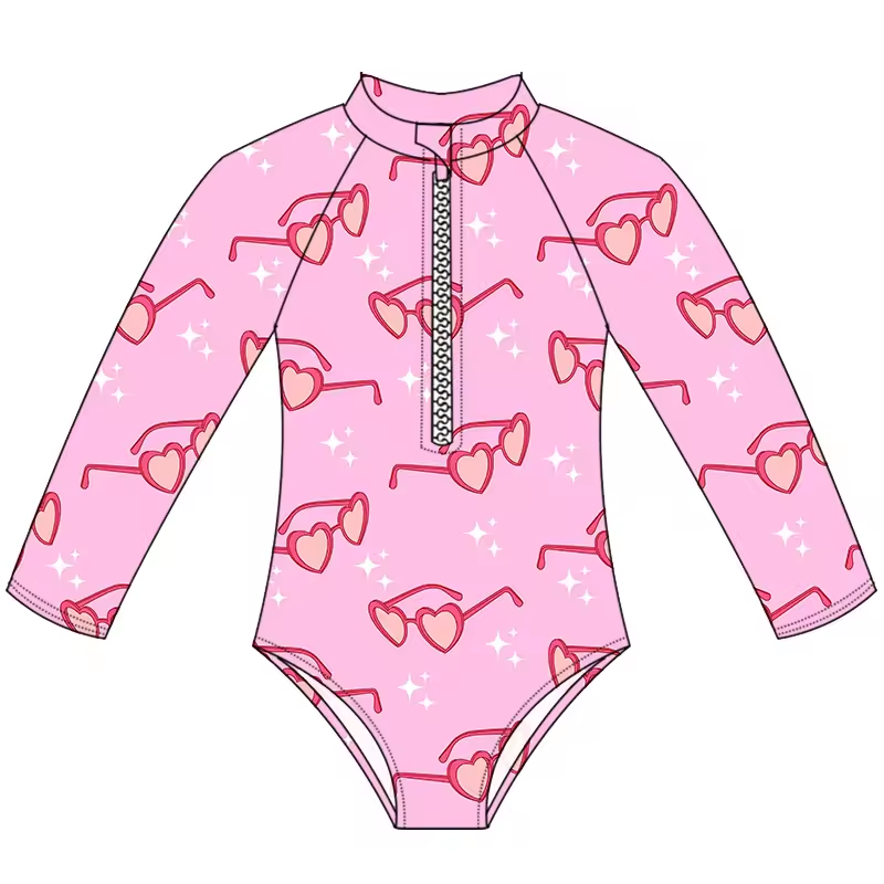 Baby Girls Heart Sunglasses One Piece Swimsuits preorder (moq 5)