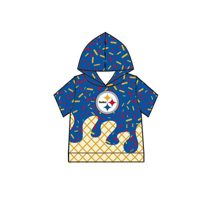 Preorder (moq 5)Baby Boys Drip Sprinkles Steelers Team Short Sleeves Hoodies Top