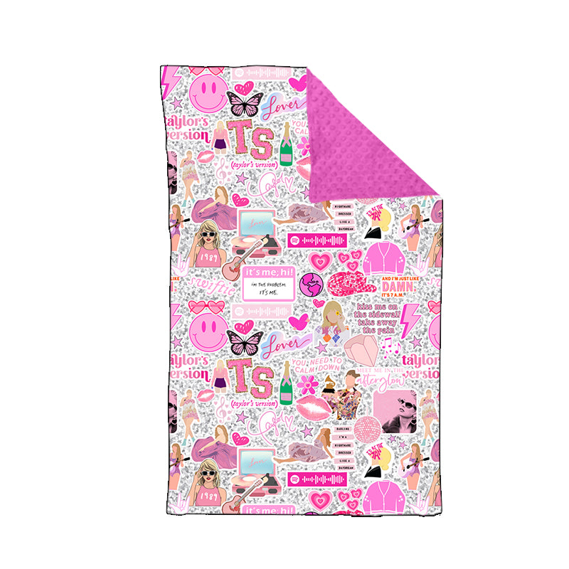 Baby Girls Pink Singer Minky Blankets preorder(moq 5)