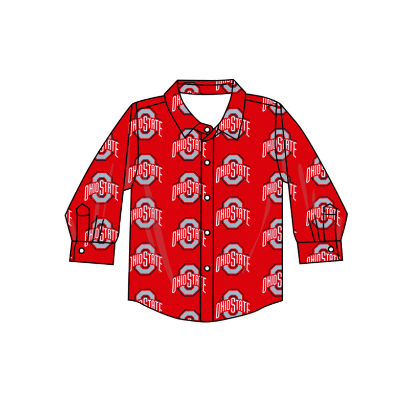 Preorder (moq 5)Baby Boys Long Sleeves Ohiostate Plaid Team Zipper Shirts Top