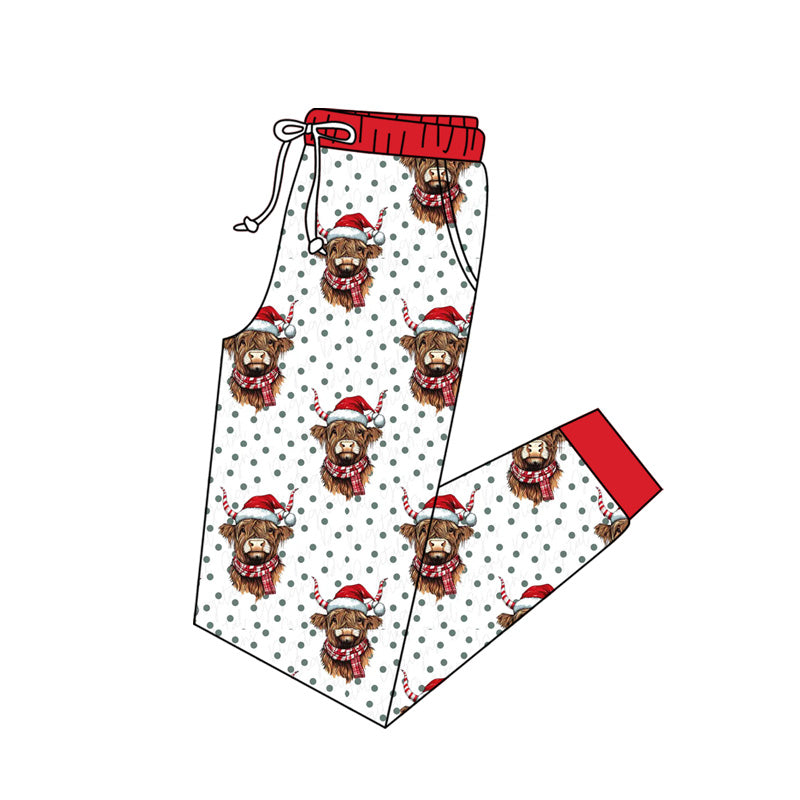 Preorder(moq 5) Adult Women Christmas Western Highland Cows Jogger Pants