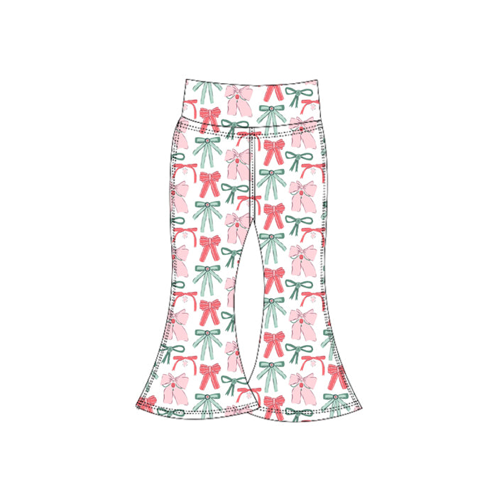 Preorder (moq 5)Baby Girls Colorful Bows Plaid Bell Bottom Pants