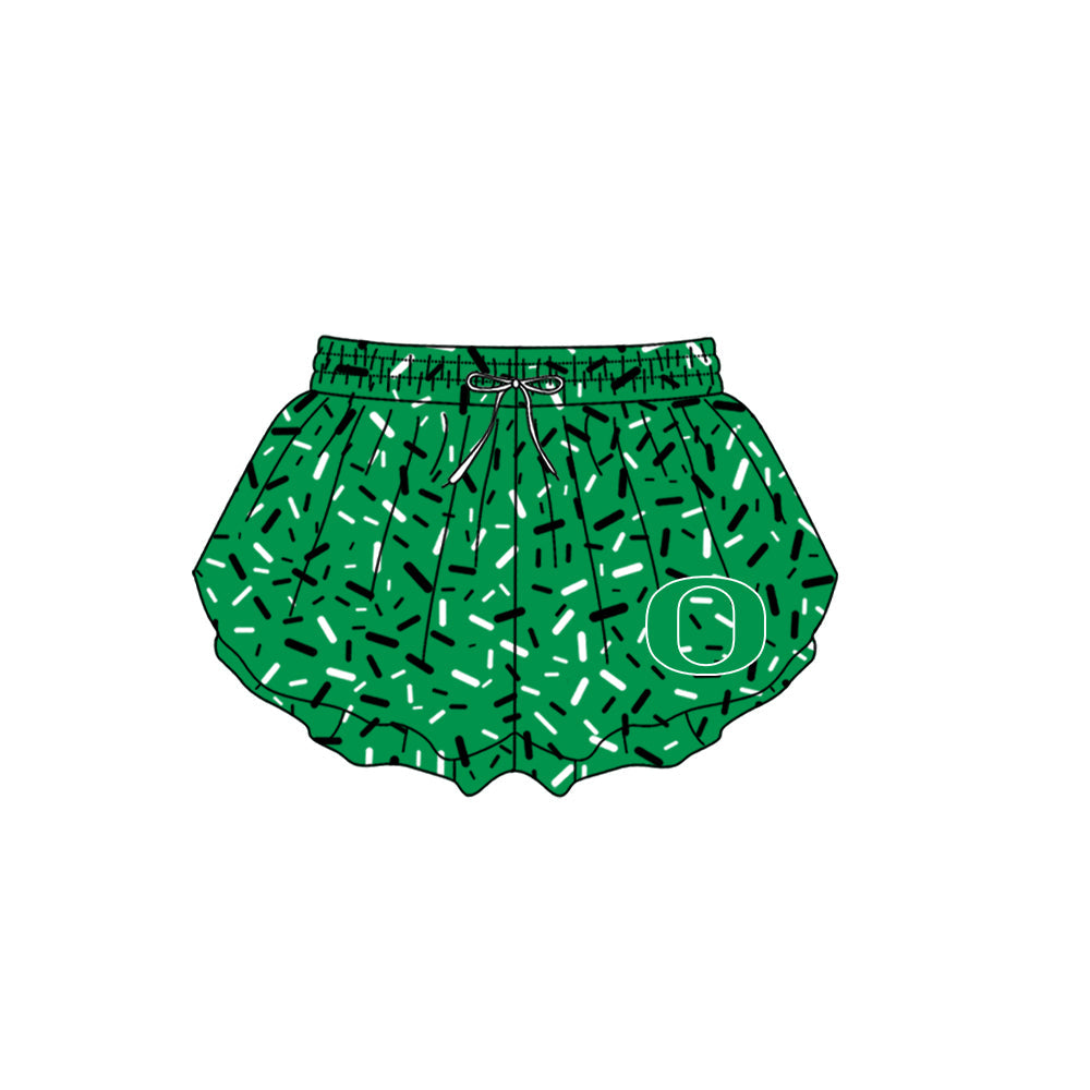 Preorder (moq 5)Baby Girls Green Sprinkles Drip Oregon Ducks Butterfly Shorts Bottom
