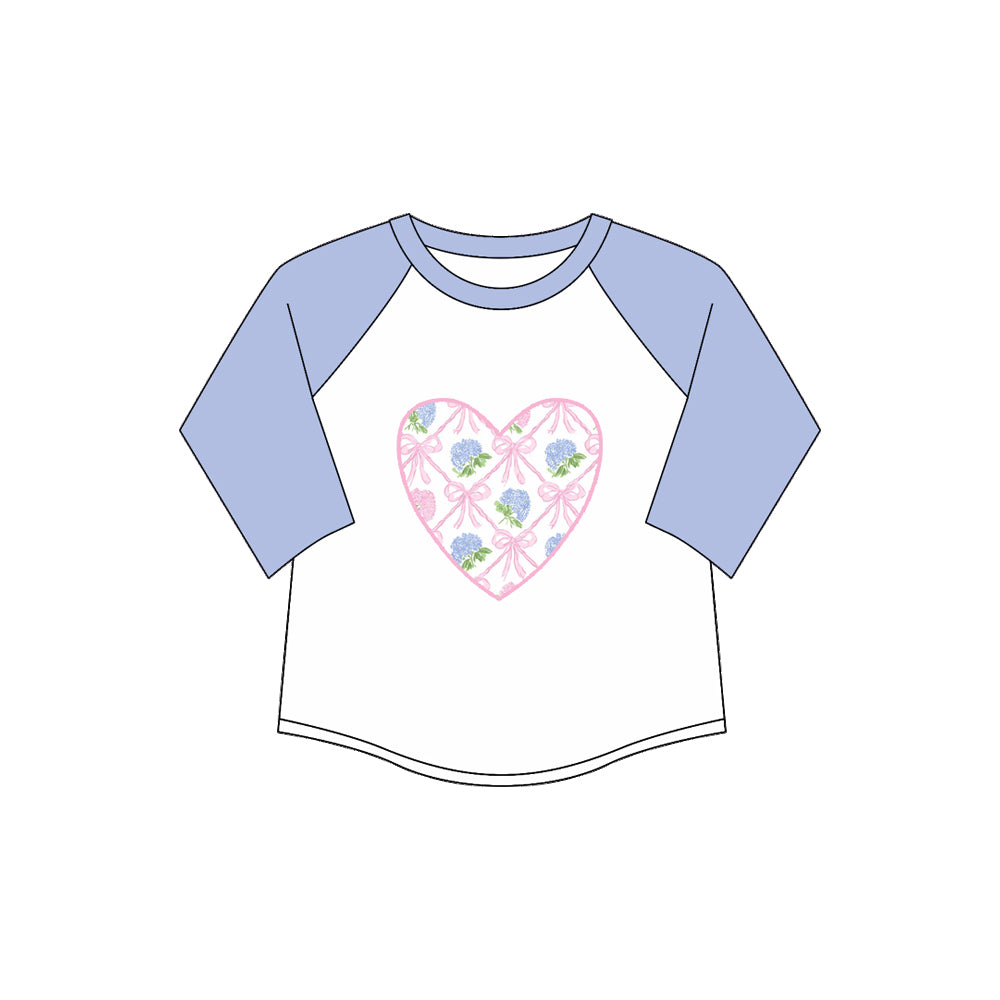 Preorder (moq 5)Baby Girls Lavender Long Sleeves Floral Hearts Tee Shirts Top