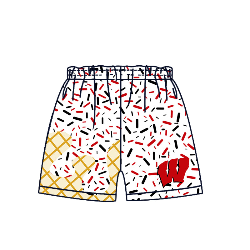 Preorder (moq 5)Baby Boys Red W Drip Team Shorts Bottom