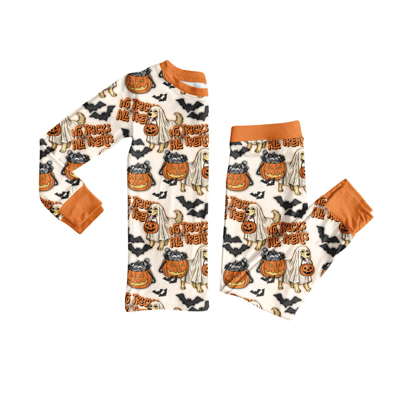 Preorder (moq 5)Baby Girls Ghost Pumpkins Top Pant Halloween Pajamas Set